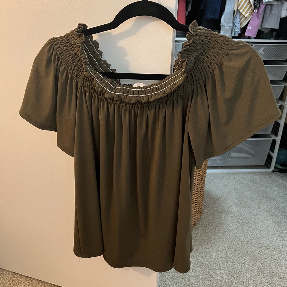 Forest Green Nordstrom BP Off The Shoulder Top